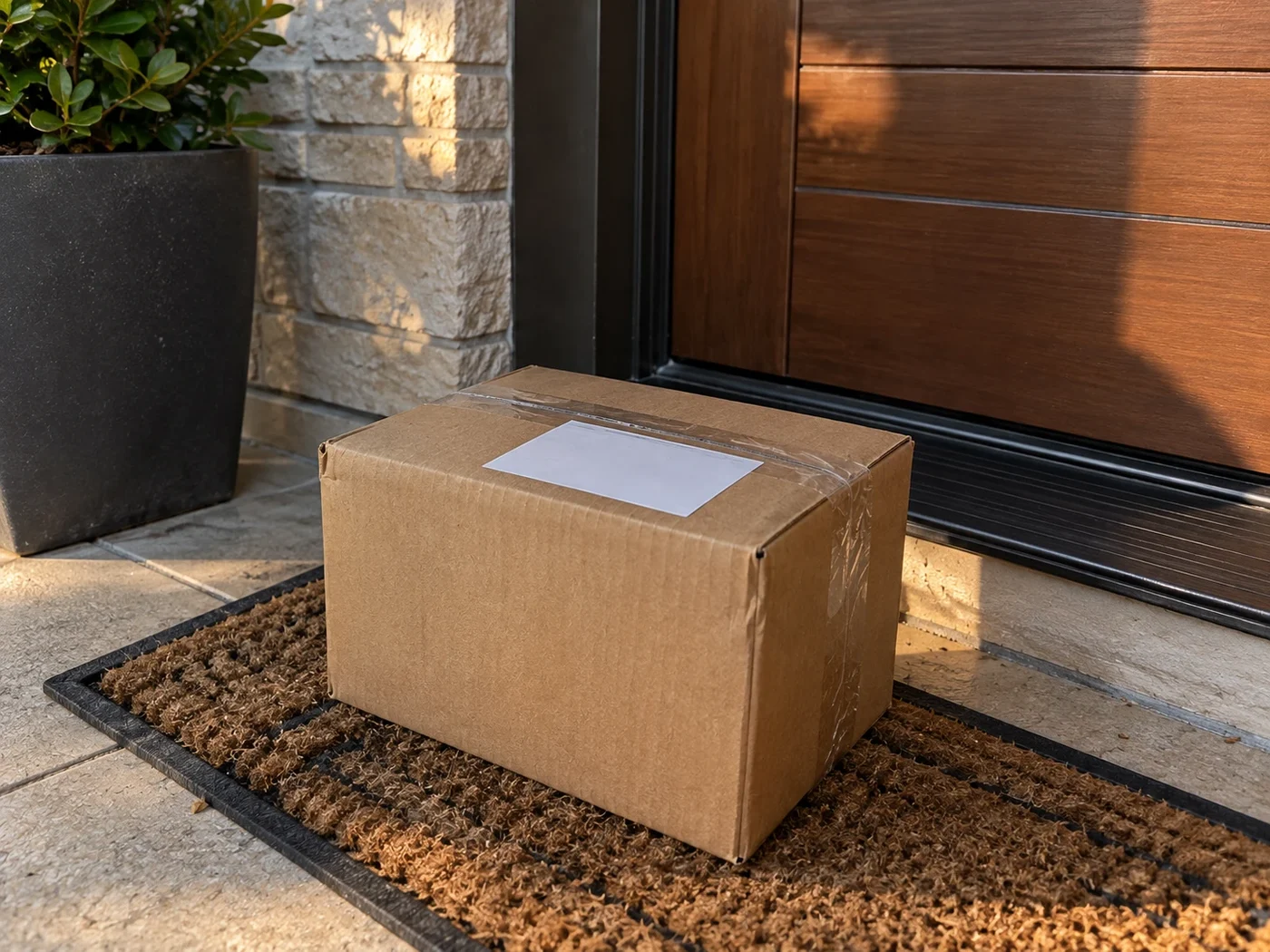 A plain, unmarked delivery box